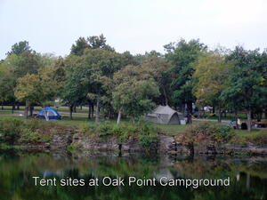 Tent sites at Oak Point Campground